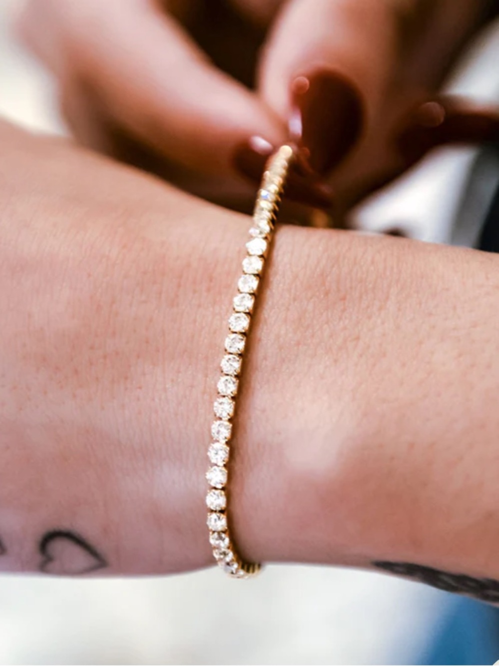 Gold Tennis Bracelet with Sparkling Stones